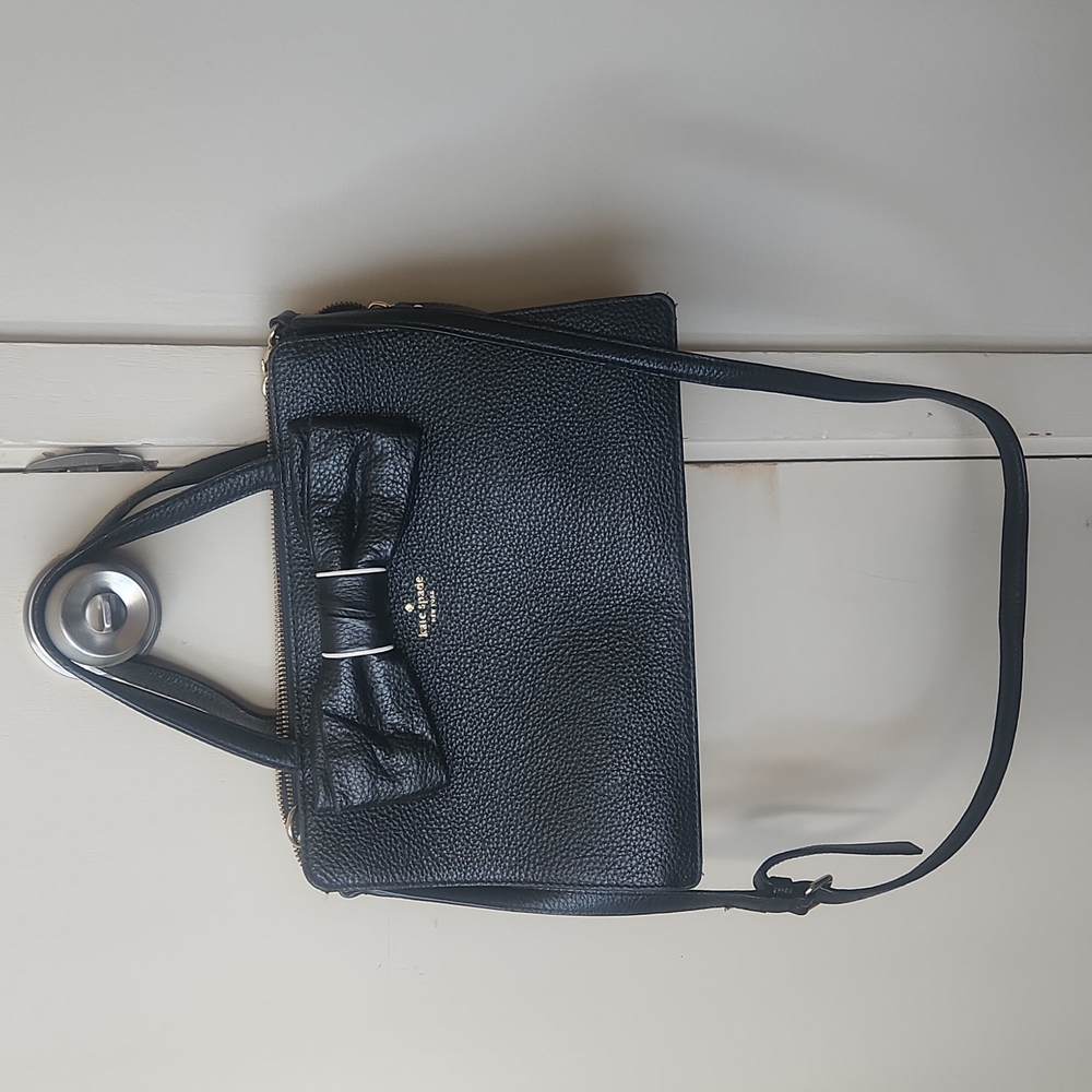 Kate Spade, satchel, black leather bow accent